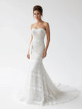 Vintage White Mermaid Lace Wedding Dress with Tassel