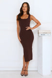 Easy Does It Knit Midi Dress Brown
