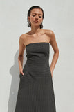 AUREA MAXI DRESS BLACK PINSTRIPE