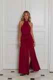 Rosé Petal Dreams Halter Maxi Dress Berry