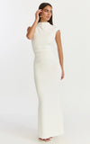 Eira Maxi Dress High Neck Cap Sleeve Maxi Dress in White