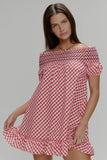 Ruby Gingham Babydoll Dress Cherry Picnic
