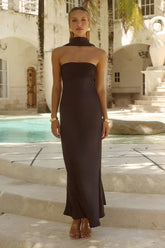 Elsa Scarf Satin Maxi Dress
