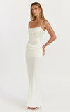 Jasmin Maxi Dress Sequin Overlay Dress in White