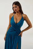 GENIA CROSS FRONT MAXI DRESS OCEAN
