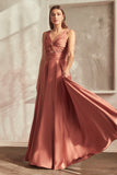 Marlena Gown A Line Keyhole Soft Satin Dress