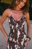 AMINAH V NECK CROSS BACK MAXI DRESS SHILOH BROWN