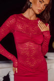 LARNA LACE LONG SLEEVE MAXI DRESS CHERRY