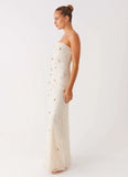 Orelli Shell Sequin Knit Maxi Dress Ivory