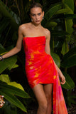 DEVANTE MINI SASH DRESS ORANGE FLORAL