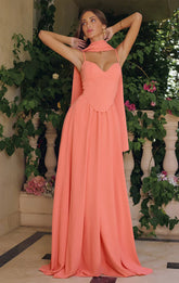 EFFIE GOWN A LINE CHIFFON DRESS WITH SCARF