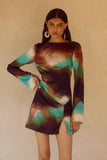 VEGA SLEEVED MINI DRESS VEGA CHOCOLATE