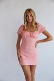 Emma Open Back Puff Sleeve Mini Dress