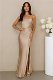The Violetta Satin Maxi Dress Champagne