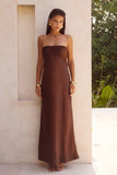 ELSA STRAPLESS SCARF MAXI DRESS CHOCOLATE