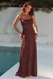 ELLERBY FRILL TRIM MAXI DRESS CHOCOLATE