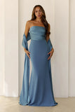 Luxe Nights Strapless Maxi Dress Dusty Blue
