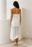Luxe Petal Lace Strapless Maxi Dress White