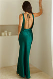 Seen For You Cowl Neck Satin Maxi Dress Green