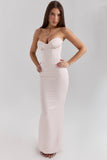 blush satin midi dress
