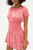 Sadie Gingham Mini Dress Cherry Gingham