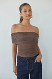 Vada Off the Shoulder Mesh Top