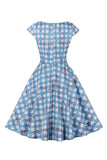 Printed Plaid Short Sleeveless Hepburn Style Vintage Dress