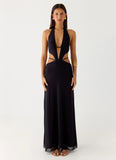 Astraeus Beaded Sequin Maxi Dress Black