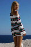 EMRYN ONE SHOULDER KNIT MINI DRESS MULTI STRIPE