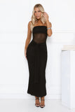 Kissable Strapless Mesh Maxi Dress Black
