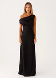 Heart Of Glass Satin Maxi Dress Black