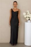The Madeline Cowl Satin Maxi Dress Black
