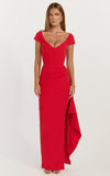 Skye Maxi Dress V Shaped Neckline Short Sleeve Dress in Red