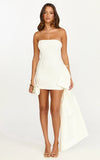Peony Mini Dress Strapless Ruched Bodycon Dress in White