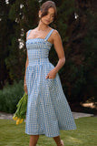 regatta blue gingham midi sundress