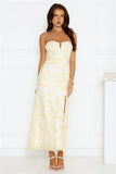 Gatsby Glow Strapless Mesh Maxi Dress Yellow