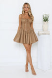 Whisper Luxe Faux Leather Mini Dress Taupe