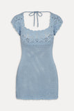 Eloise Crochet Mini Dress Blue Jay