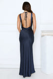 Seen For You Cowl Neck Satin Maxi Dress Dark Navy