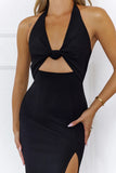 By Invite Only Halter Midi Dress Black