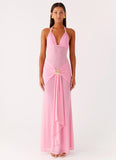 Miyah Halter Hardware Maxi Dress Baby Pink