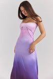 ombre print lace up maxi dress