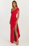 Skye Maxi Dress V Shaped Neckline Short Sleeve Dress in Red