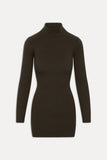 Date Night Knit Mini Dress Chocolate Brown