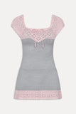 Lover Crochet Knit Mini Dress Pink Flora