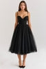 black tulle ruched bodice midi dress sale