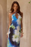 MIRAE CROSS FRONT MAXI DRESS WATERLILY BLUE