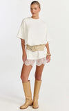 Rina Mini Dress Mini Lace Trim Dress in Off White