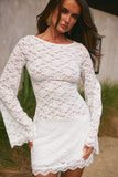 EFFIE LONG SLEEVE MINI DRESS WHITE
