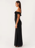 Scarlet Cherry Maxi Dress Black Polka Dot